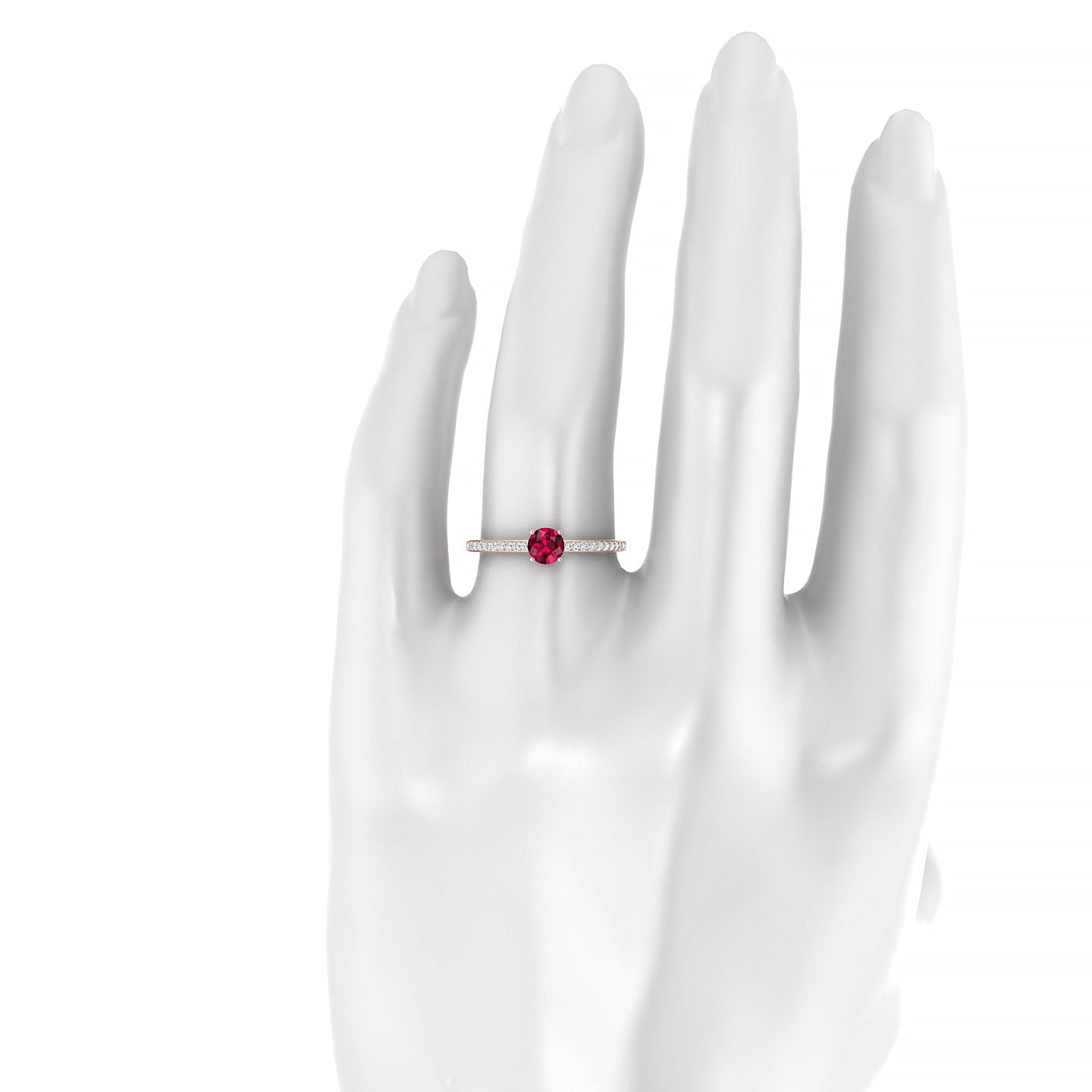 Promise | 18k Rose Gold 4.5 mm Round Ruby Ring