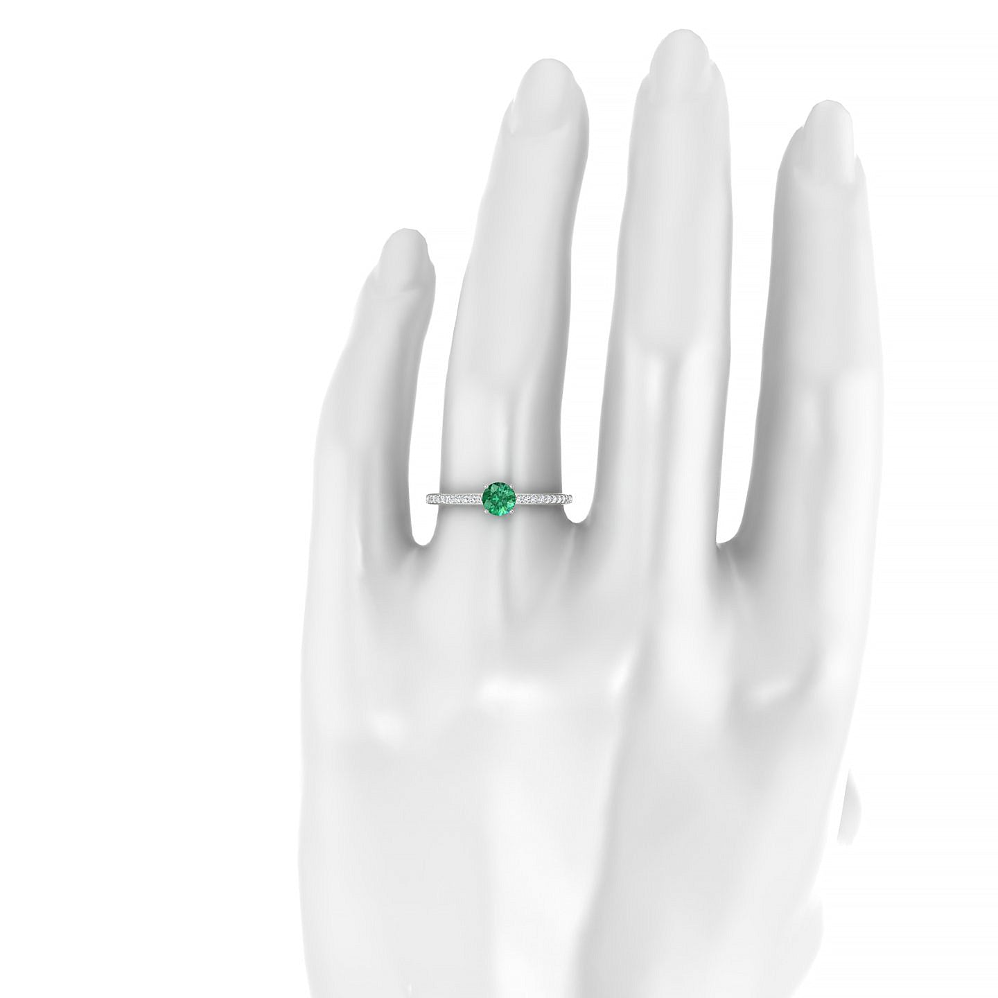 Promise | 18k White Gold 4.5 mm Round Emerald Ring