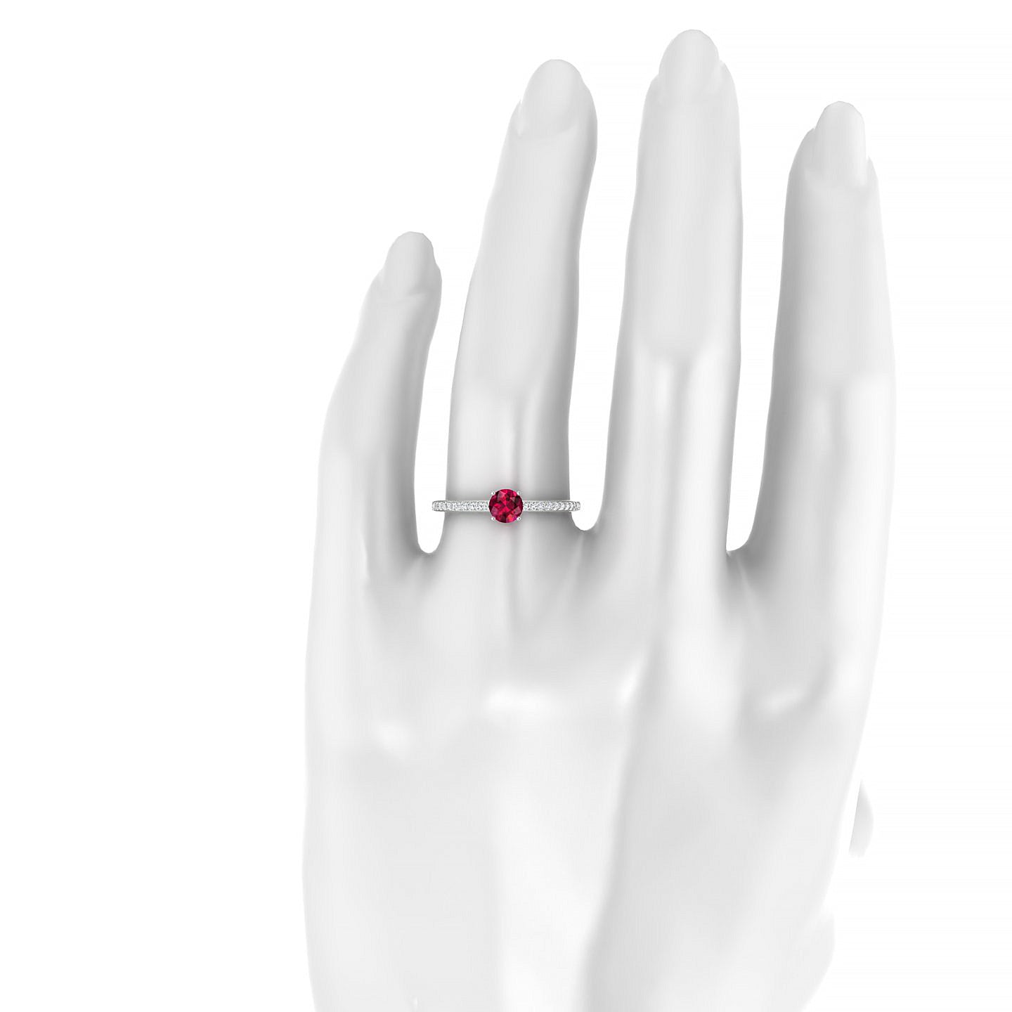 Promise | 18k White Gold 4.5 mm Round Ruby Ring