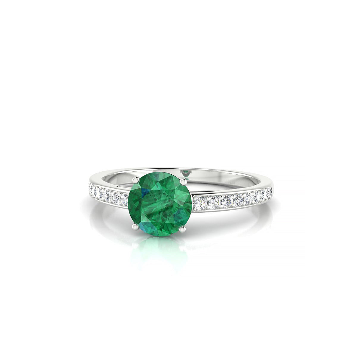 Promise | 18k White Gold 6 mm Round Emerald Ring