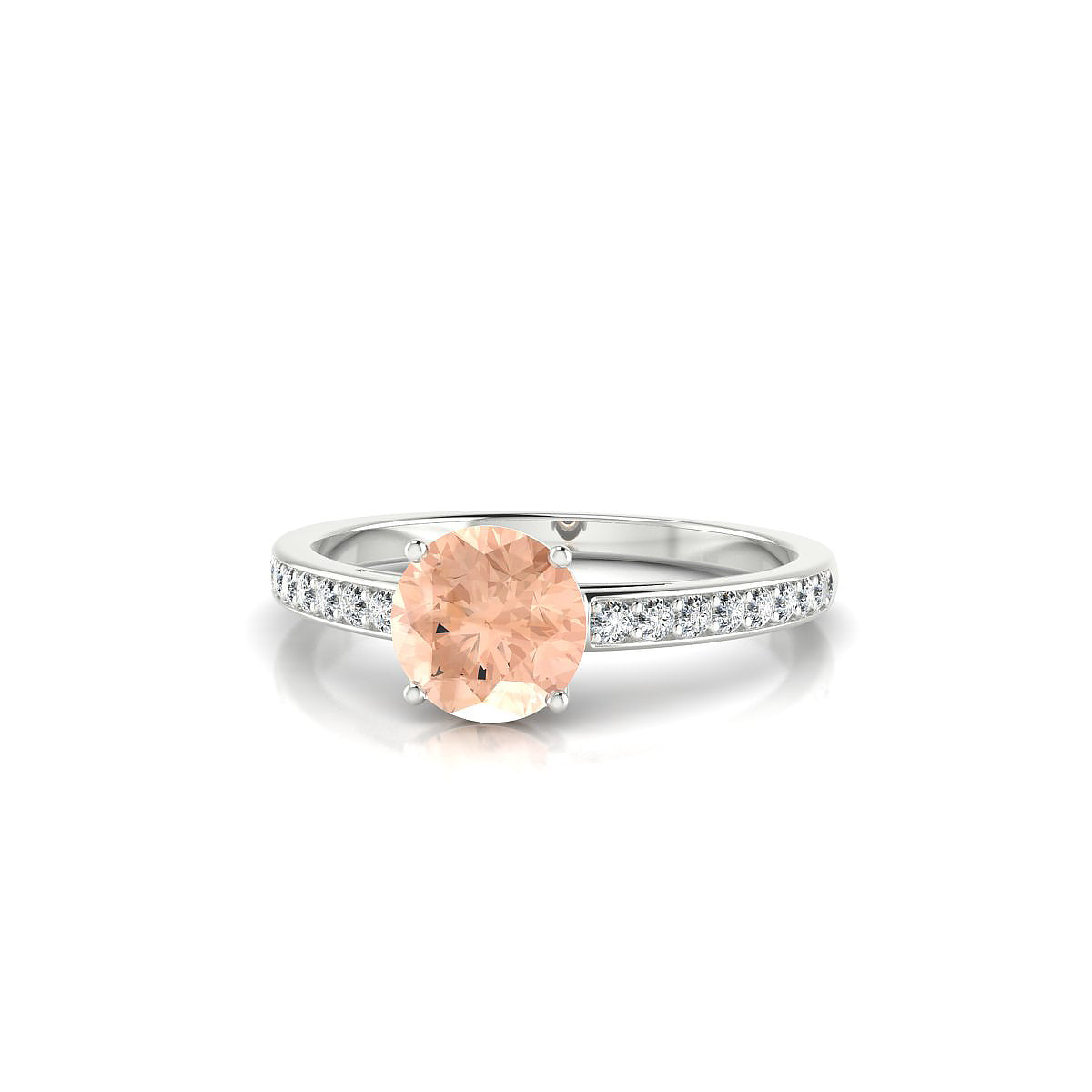 Promise | 18k White Gold 6 mm Round Morganite Ring