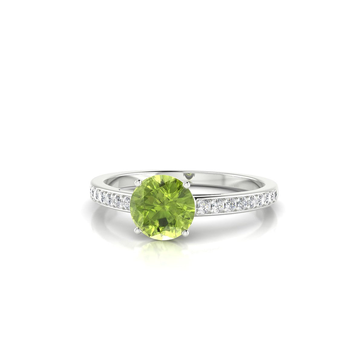 Promise | 18k White Gold 6 mm Round Peridot Ring