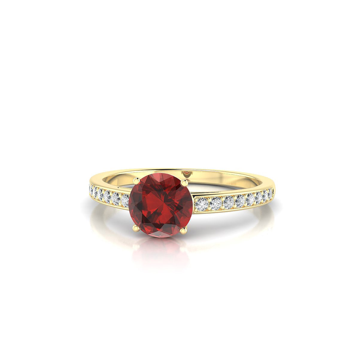 Promise | 18k Yellow Gold 6 mm Round Garnet Ring