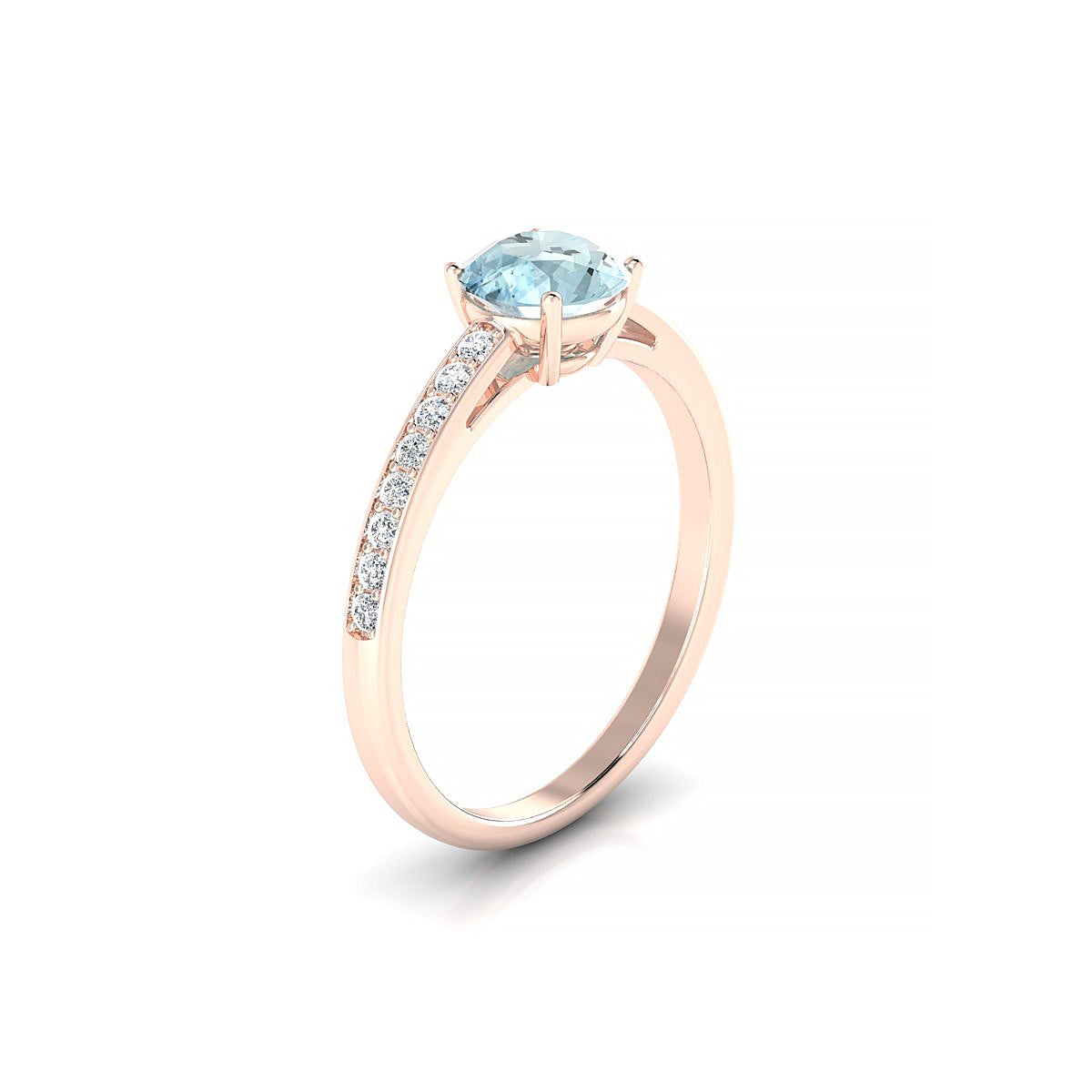 Promise | 18k Rose Gold 6 mm Round Aquamarine Ring