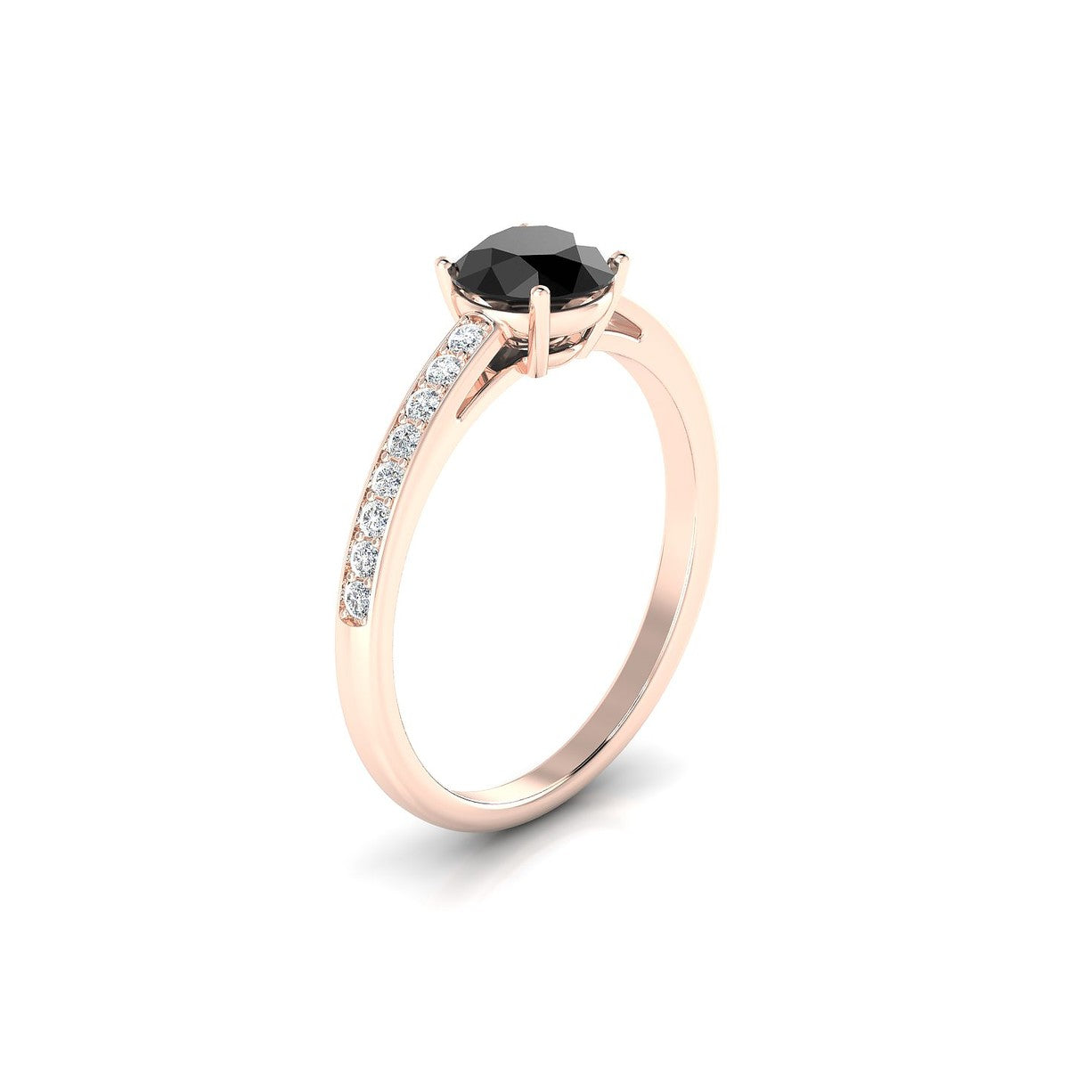 Promise | 18k Rose Gold 6 mm Round Black Diamond Ring