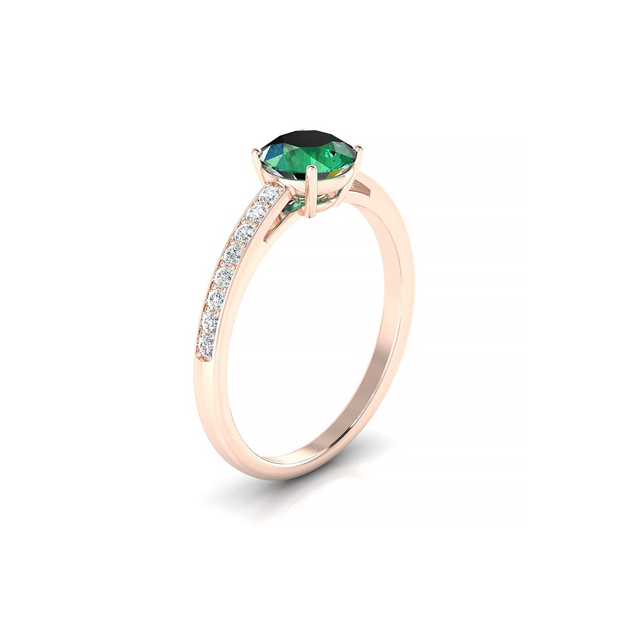Promise | 18k Rose Gold 6 mm Round Emerald Ring