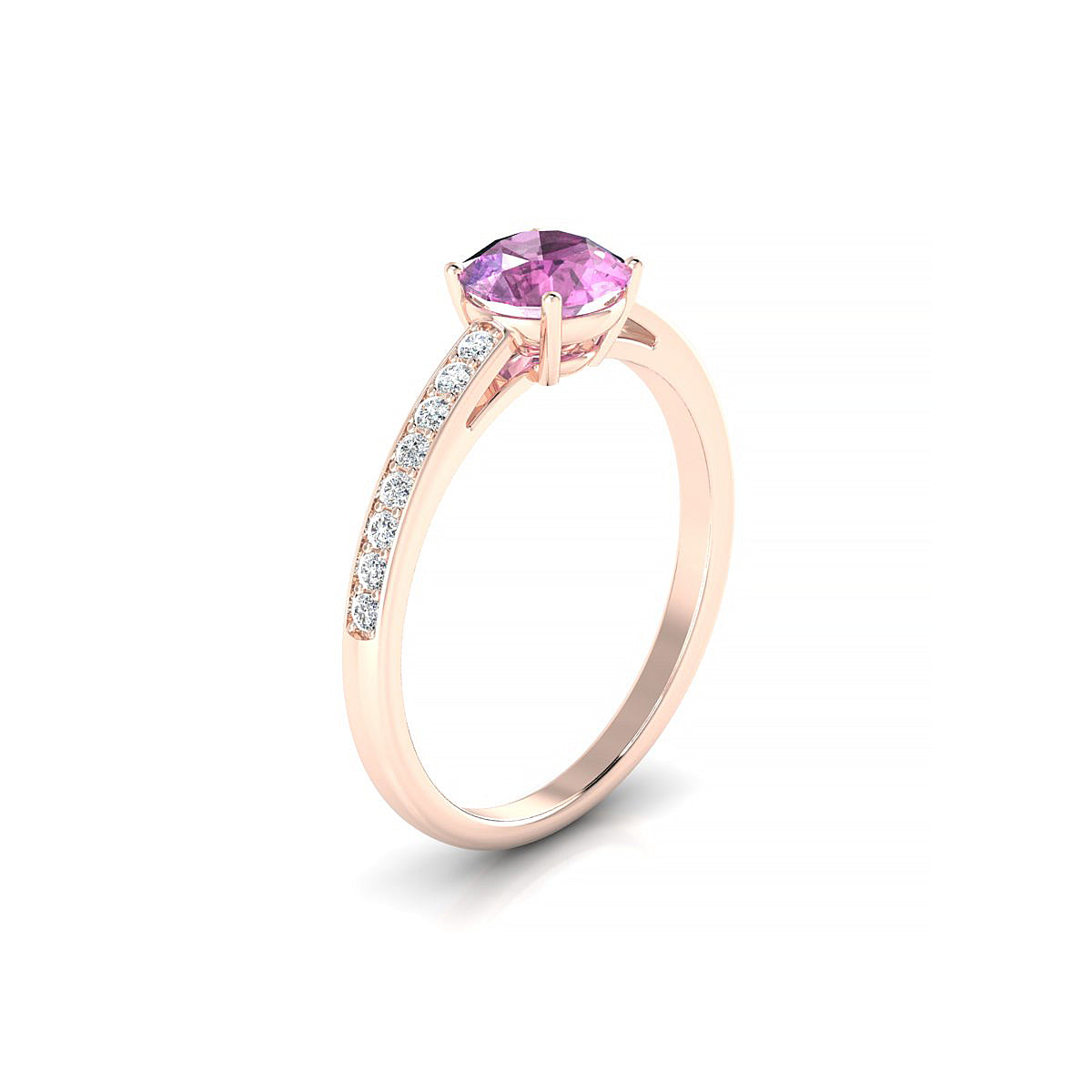Promise | 18k Rose Gold 6 mm Round Pink Sapphire Ring