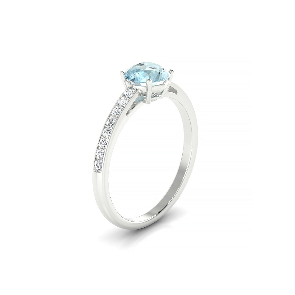 Promise | 18k White Gold 6 mm Round Aquamarine Ring