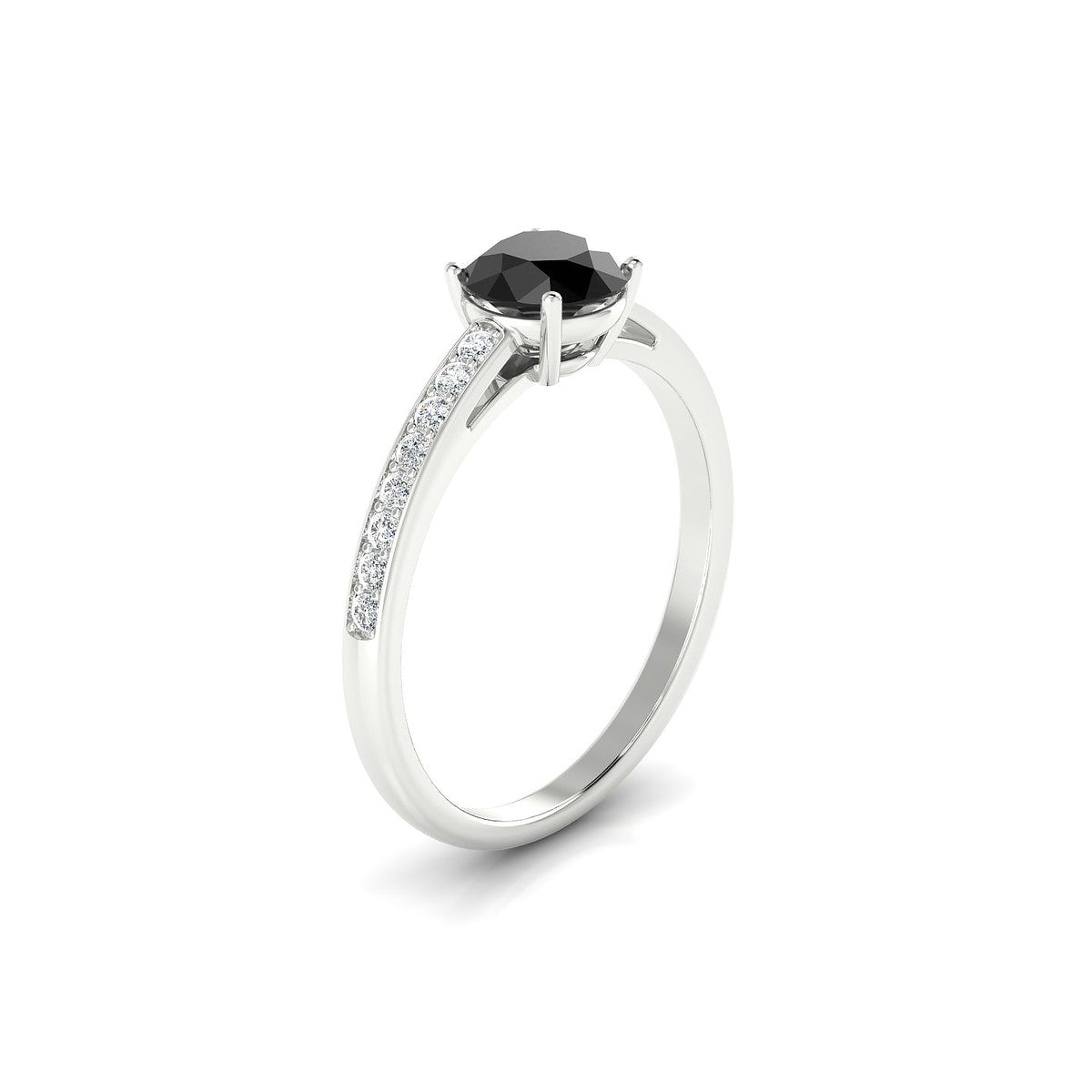 Promise | 18k White Gold 6 mm Round Black Diamond Ring