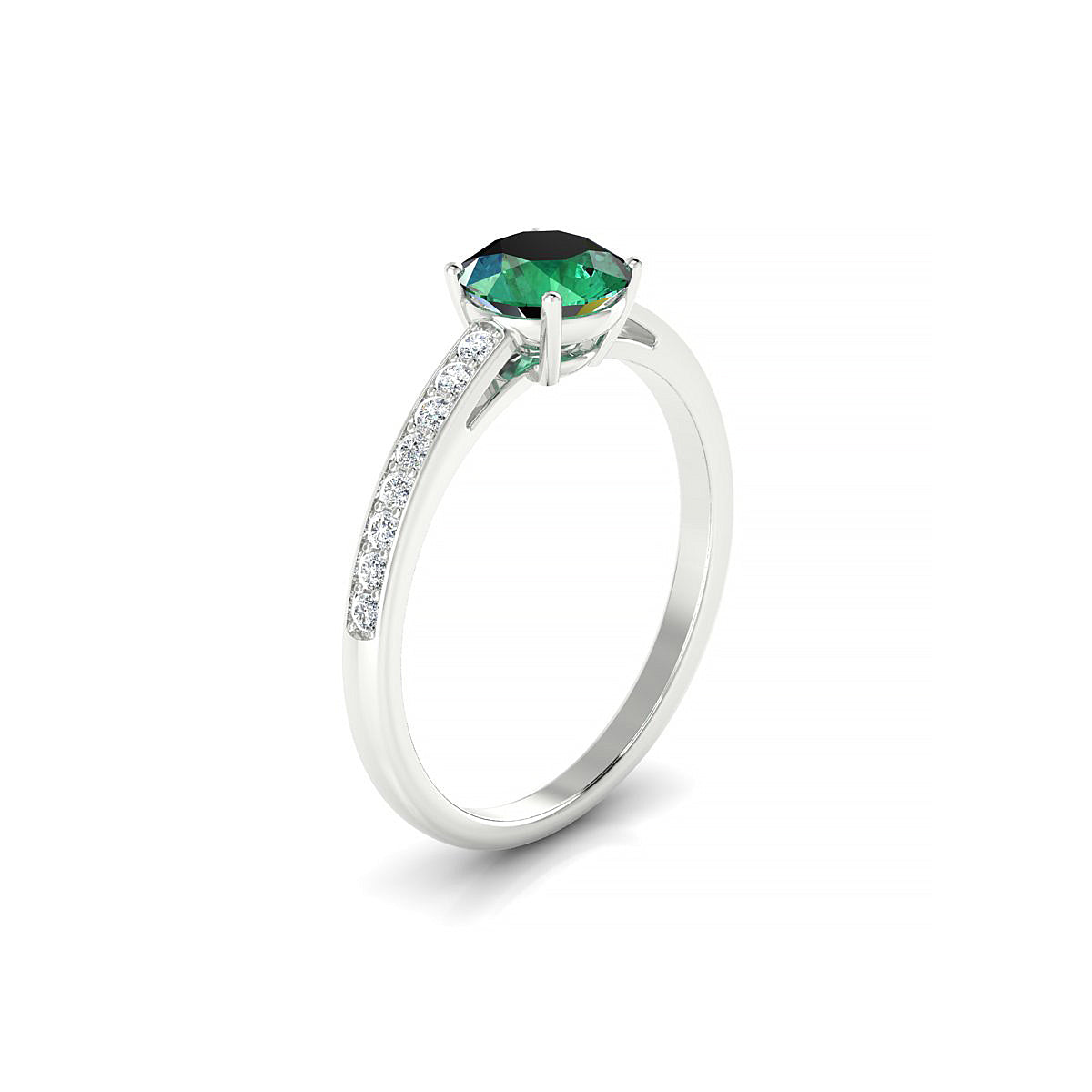 Promise | 18k White Gold 6 mm Round Emerald Ring