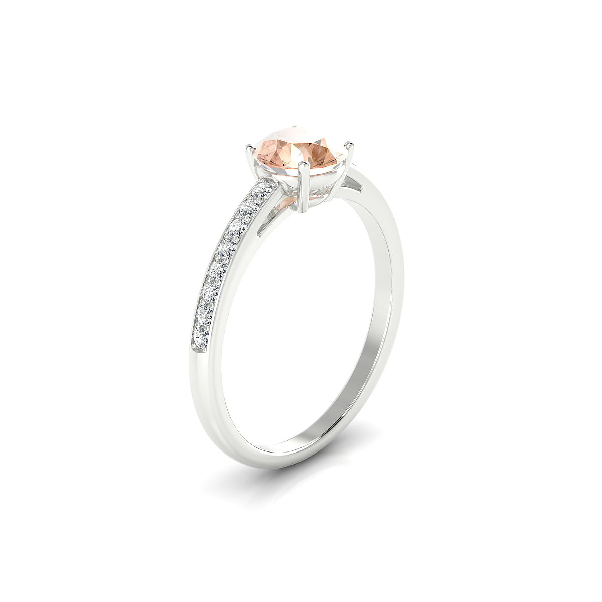 Promise | 18k White Gold 6 mm Round Morganite Ring