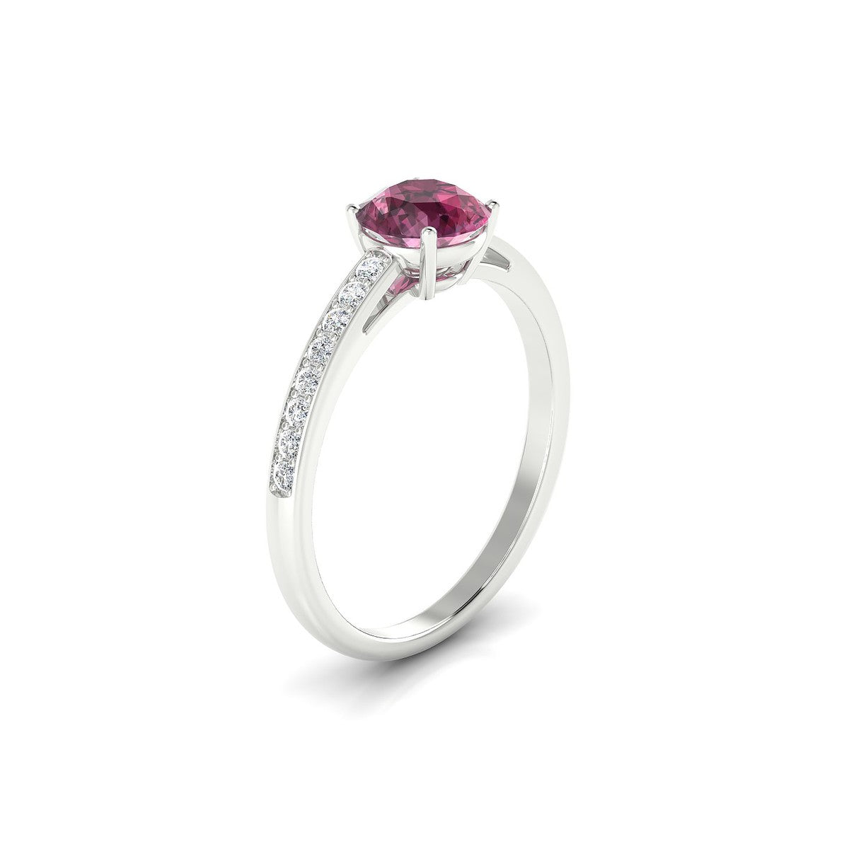 Promise | 18k White Gold 6 mm Round Rhodolite Ring
