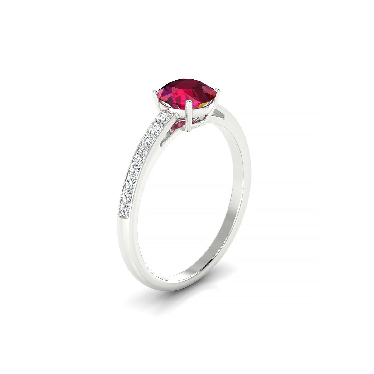 Promise | 18k White Gold 6 mm Round Ruby Ring