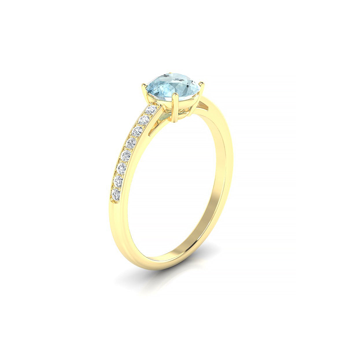 Promise | 18k Yellow Gold 6 mm Round Aquamarine Ring