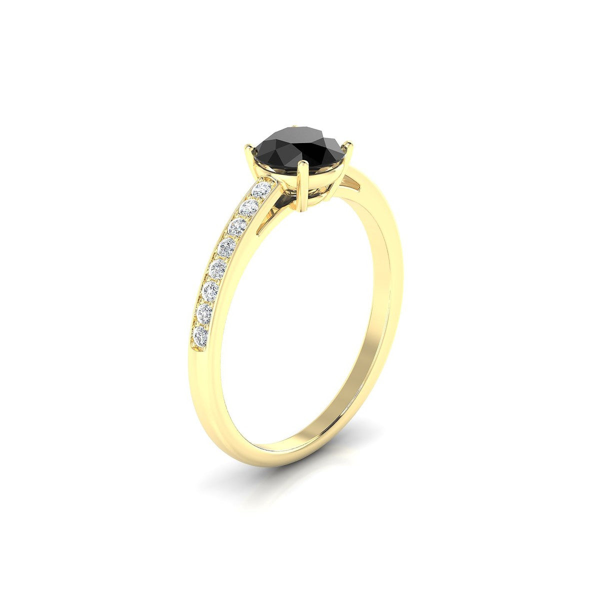 Promise | 18k Yellow Gold 6 mm Round Black Diamond Ring
