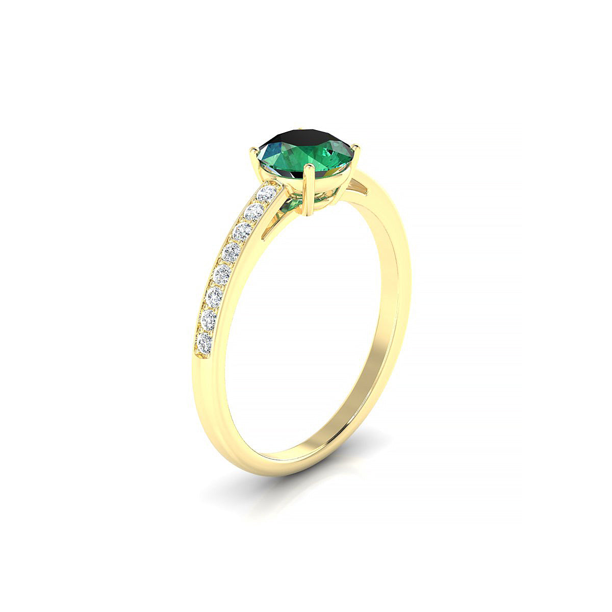 Promise | 18k Yellow Gold 6 mm Round Emerald Ring