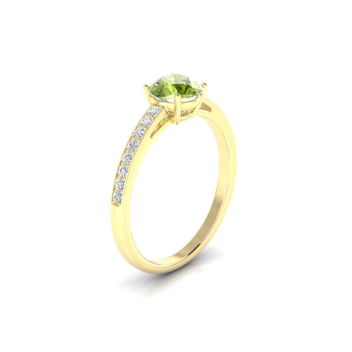 Promise | 18k Yellow Gold 6 mm Round Peridot Ring