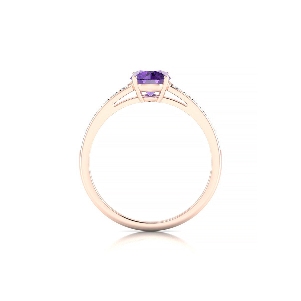 Promise | 18k Rose Gold 6 mm Round Amethyst Ring