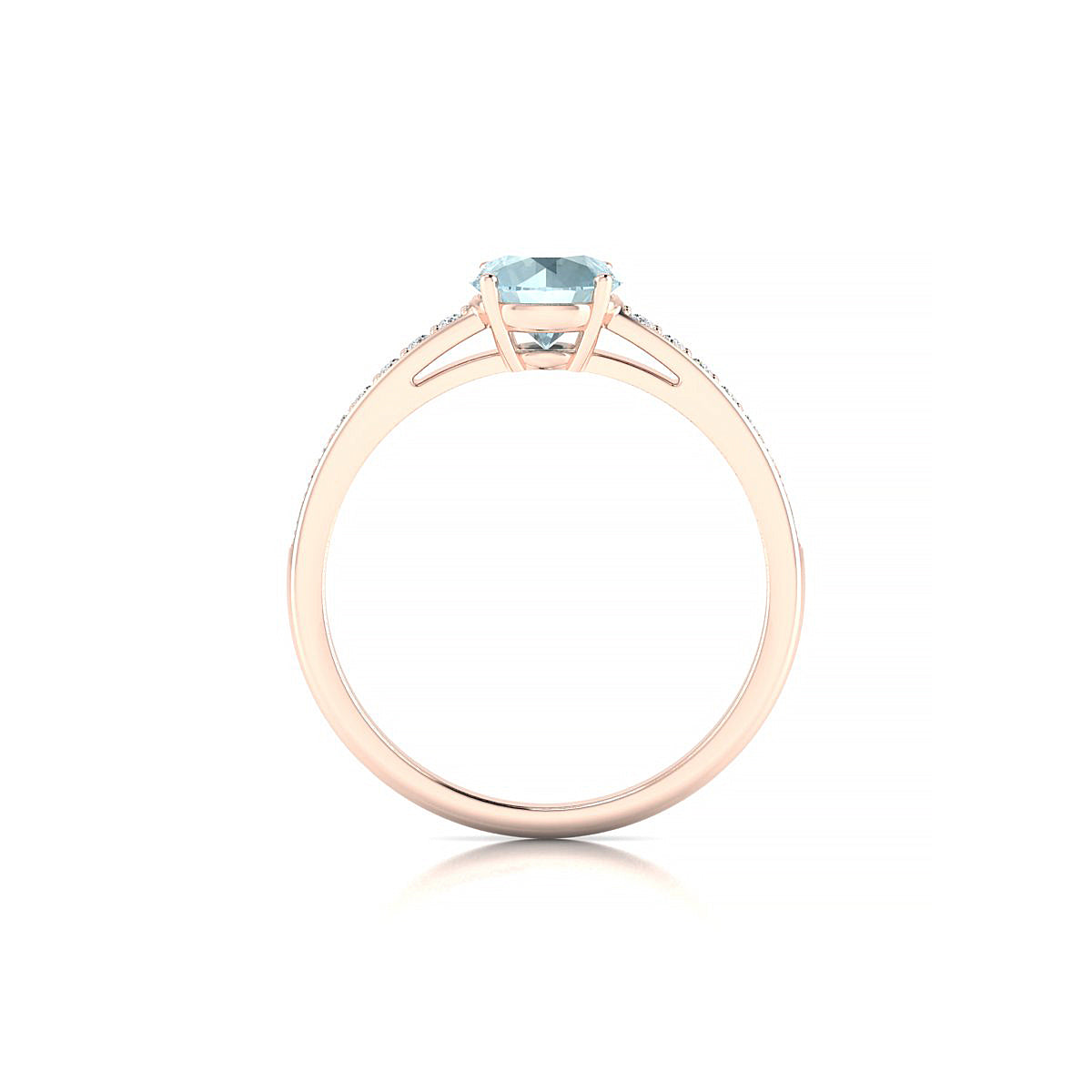 Promise | 18k Rose Gold 6 mm Round Aquamarine Ring