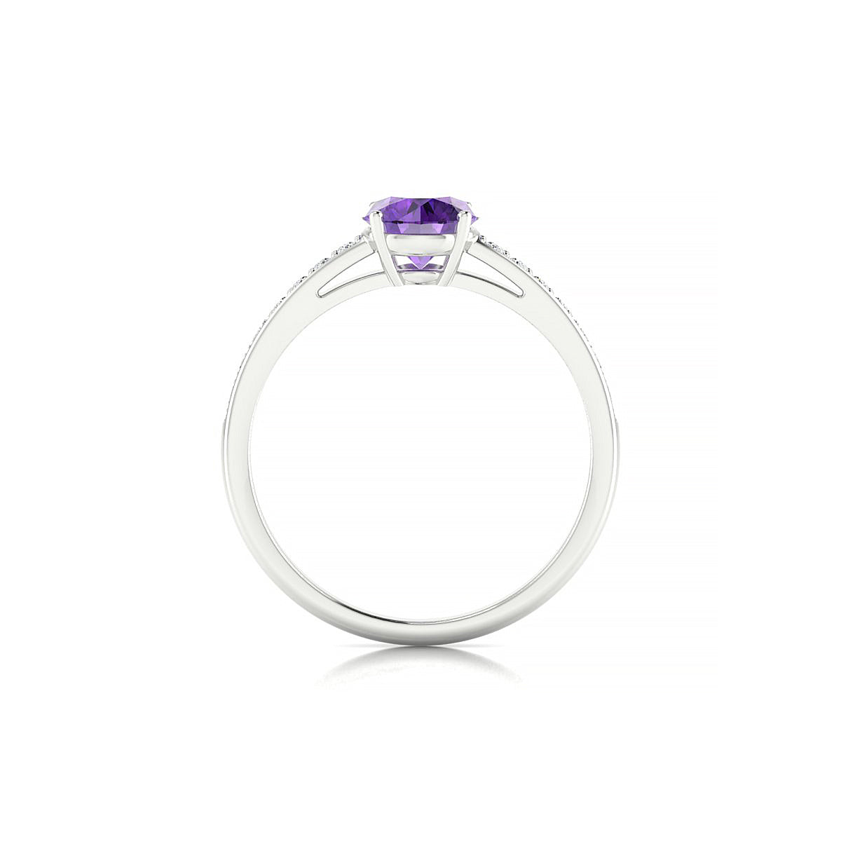 Promise | 18k White Gold 6 mm Round Amethyst Ring