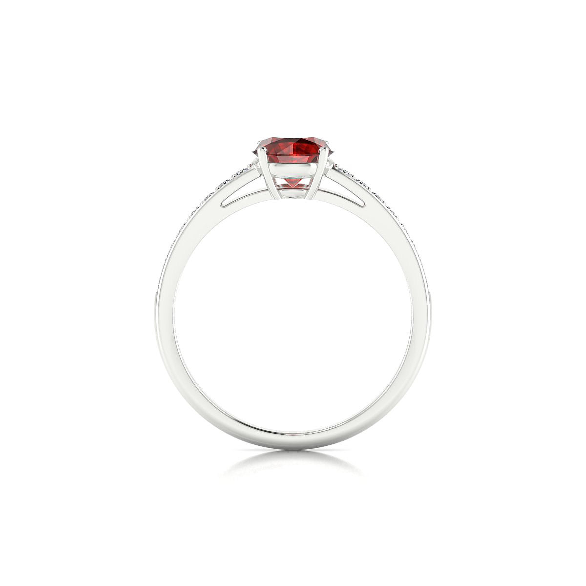 Promise | 18k White Gold 6 mm Round Garnet Ring