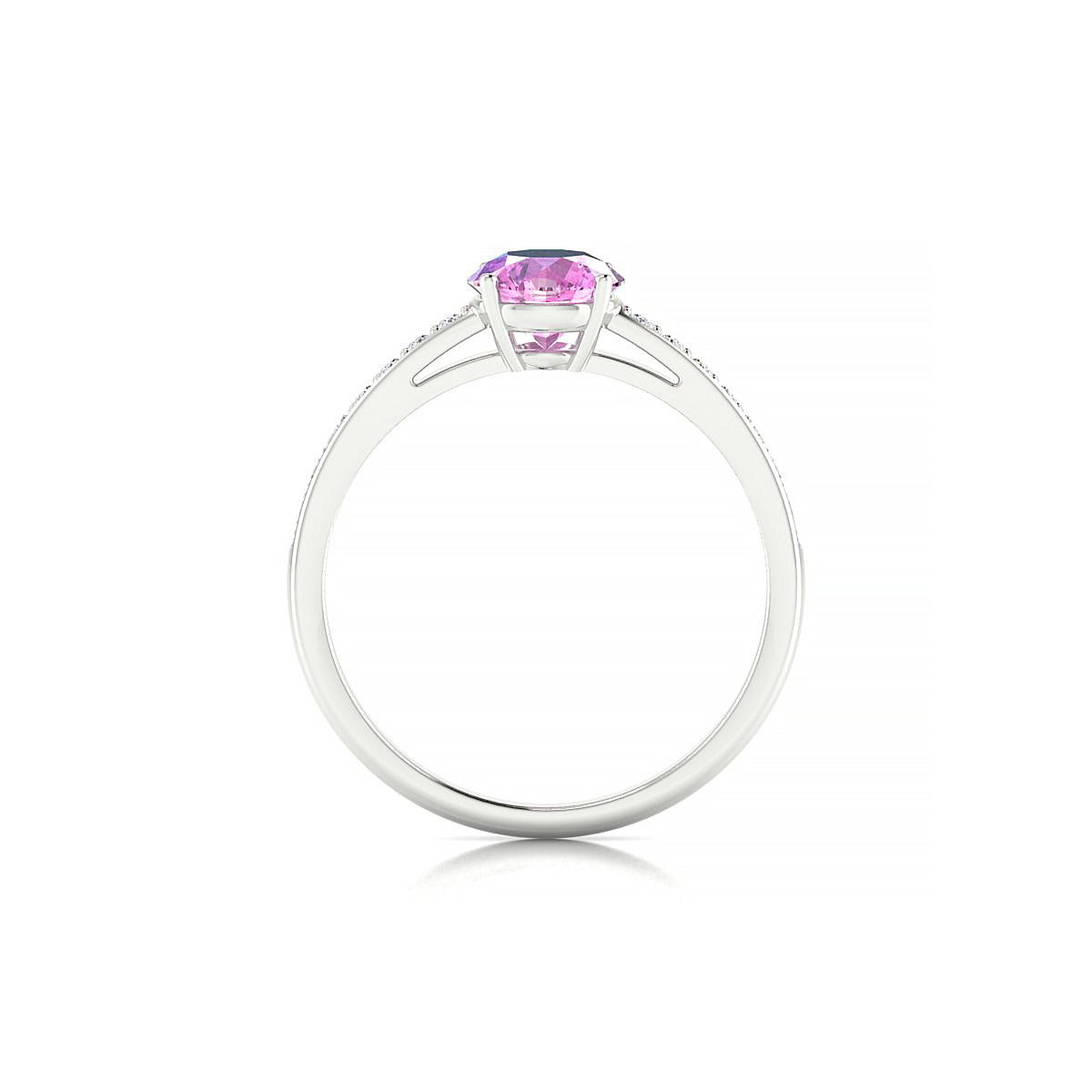 Promise | 18k White Gold 6 mm Round Pink Sapphire Ring