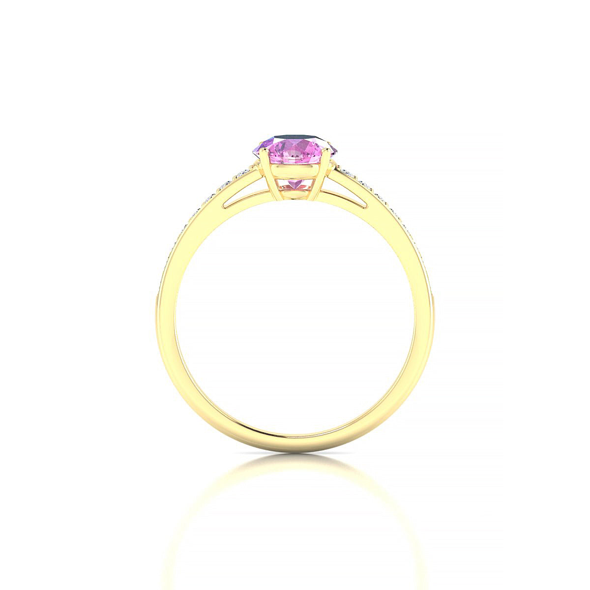Promise | 18k Yellow Gold 6 mm Round Pink Sapphire Ring