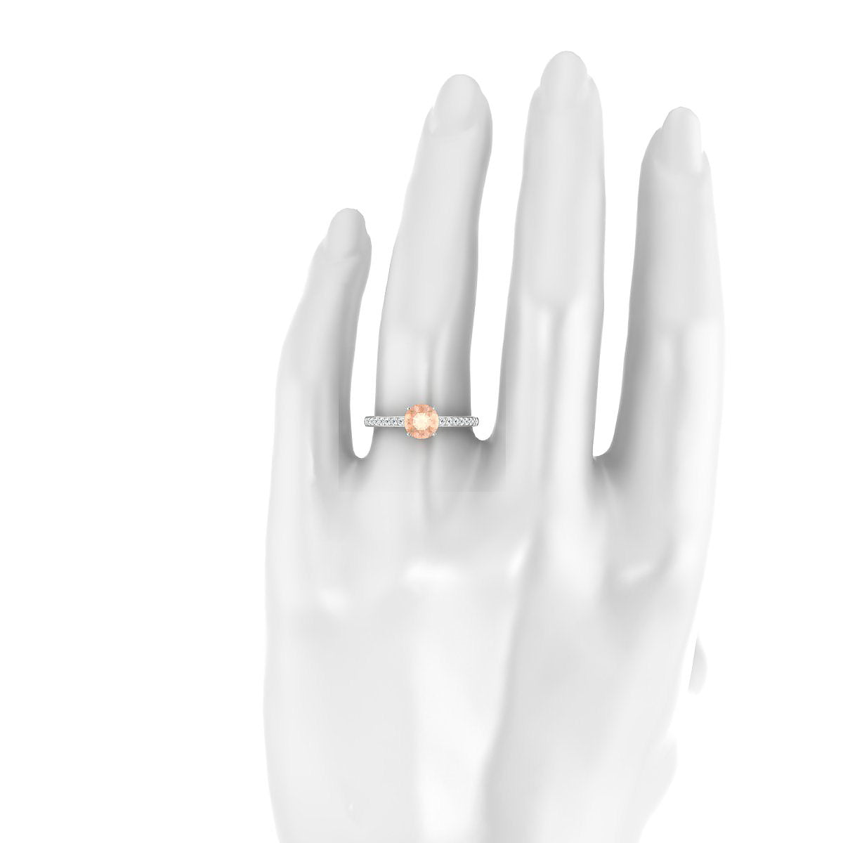 Promise | 18k White Gold 6 mm Round Morganite Ring