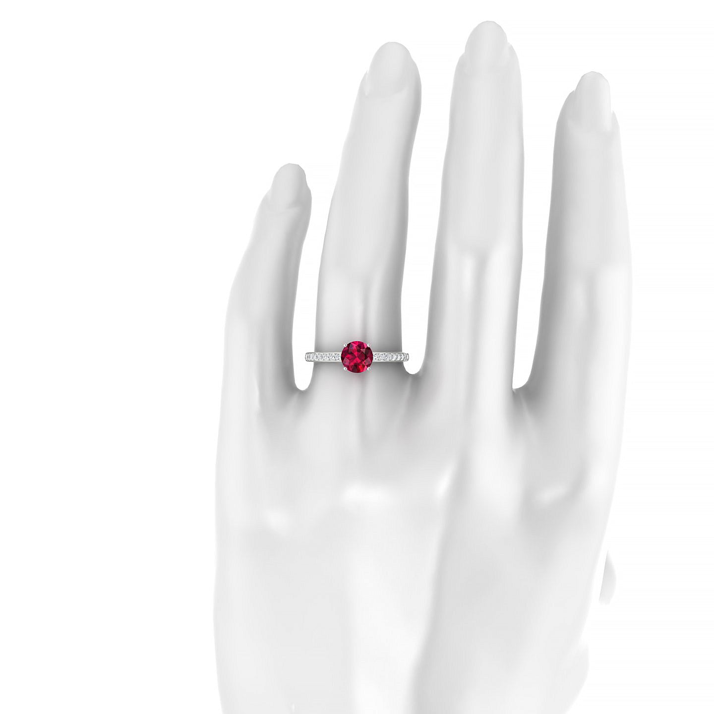 Promise | 18k White Gold 6 mm Round Ruby Ring