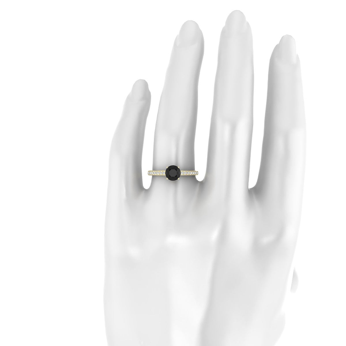 Promise | 18k Yellow Gold 6 mm Round Black Diamond Ring