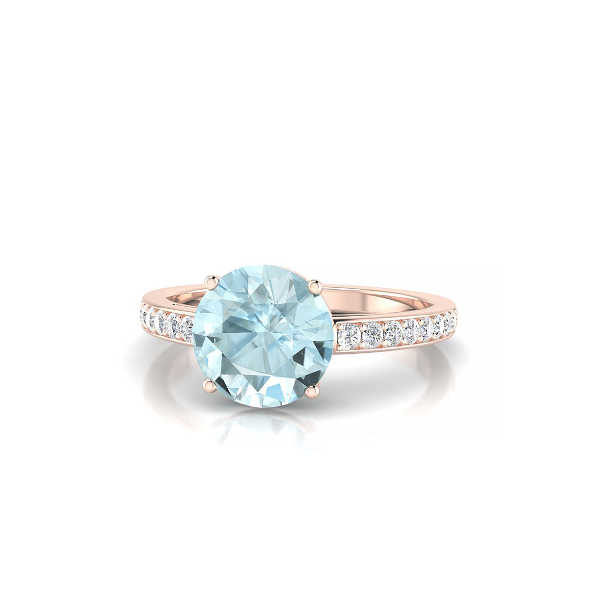 Promise | 18k Rose Gold 8 mm Round Aquamarine Ring