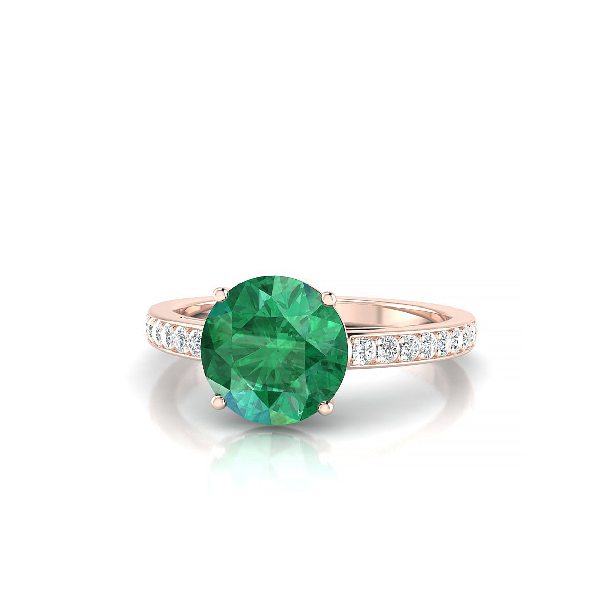 Promise | 18k Rose Gold 8 mm Round Emerald Ring