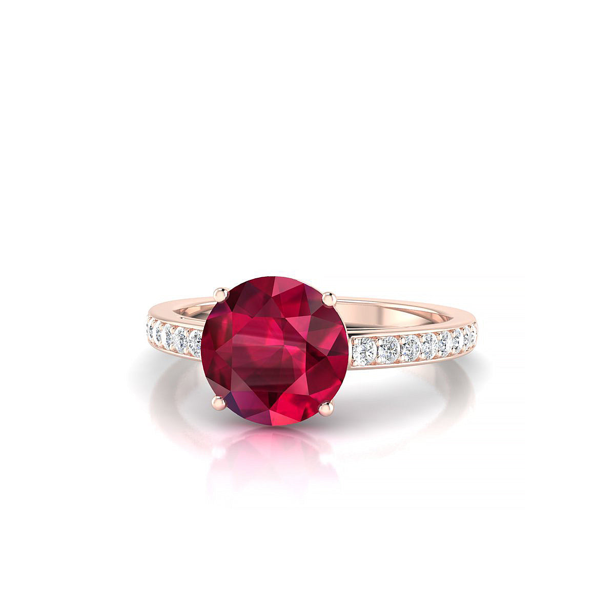Promise | 18k Rose Gold 8 mm Round Ruby Ring