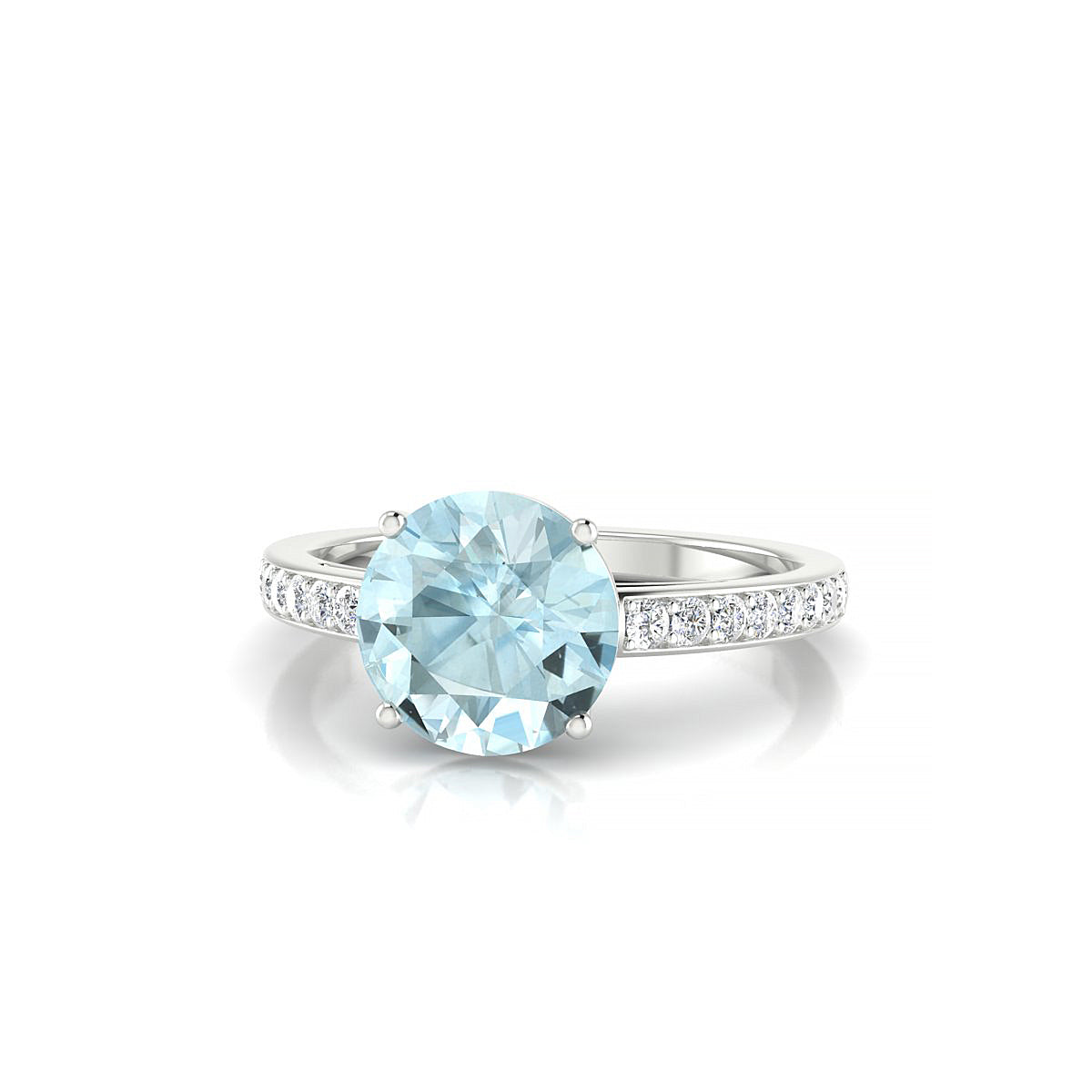 Promise | 18k White Gold 8 mm Round Aquamarine Ring