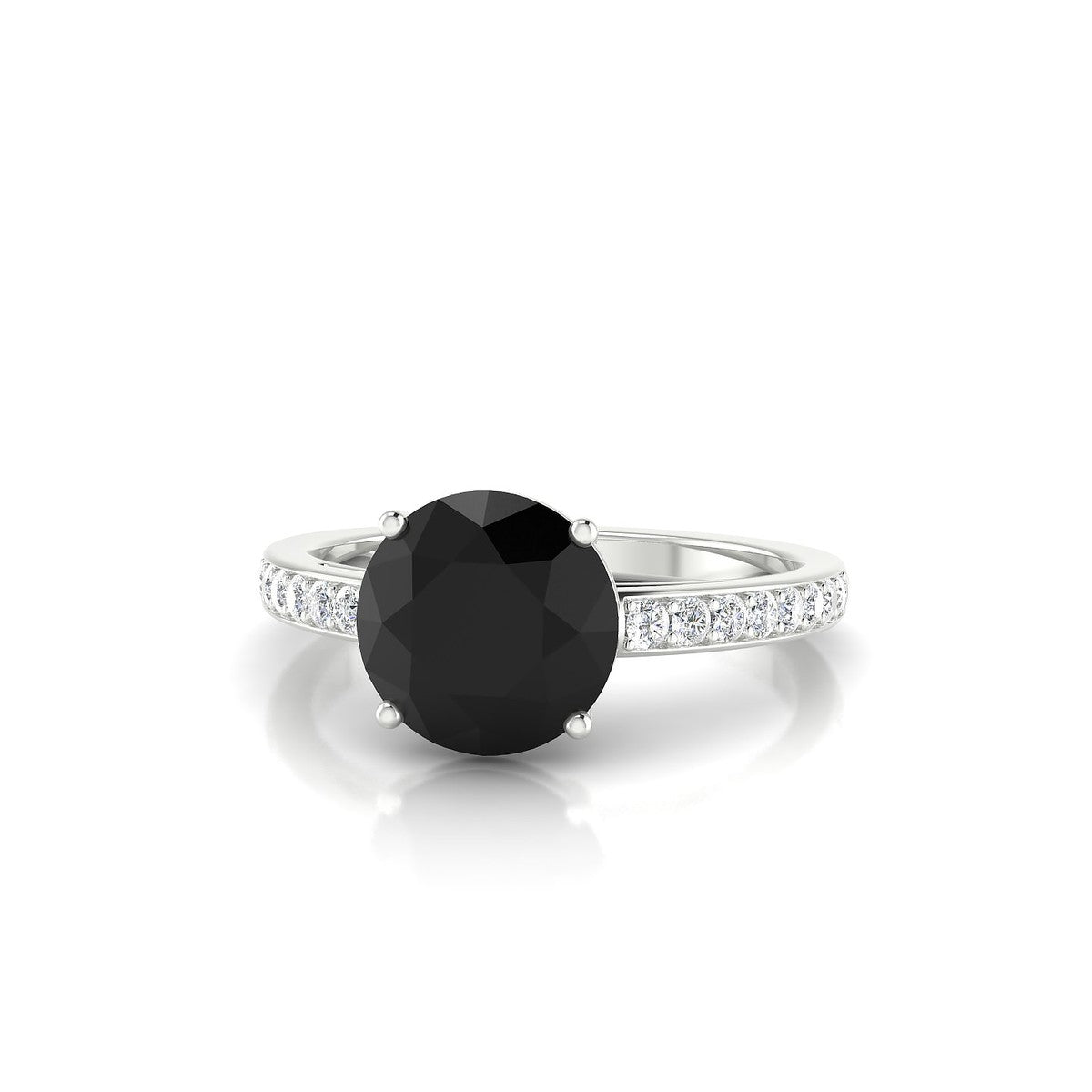 Promise | 18k White Gold 8 mm Round Black Diamond Ring