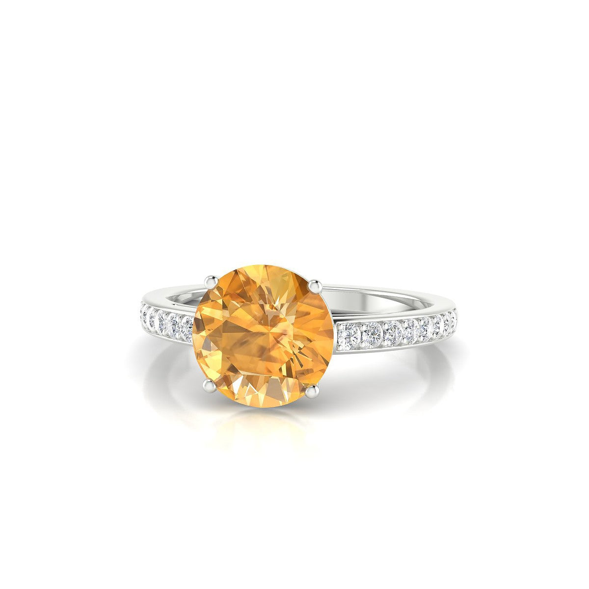 Promise | 18k White Gold 8 mm Round Citrine Ring
