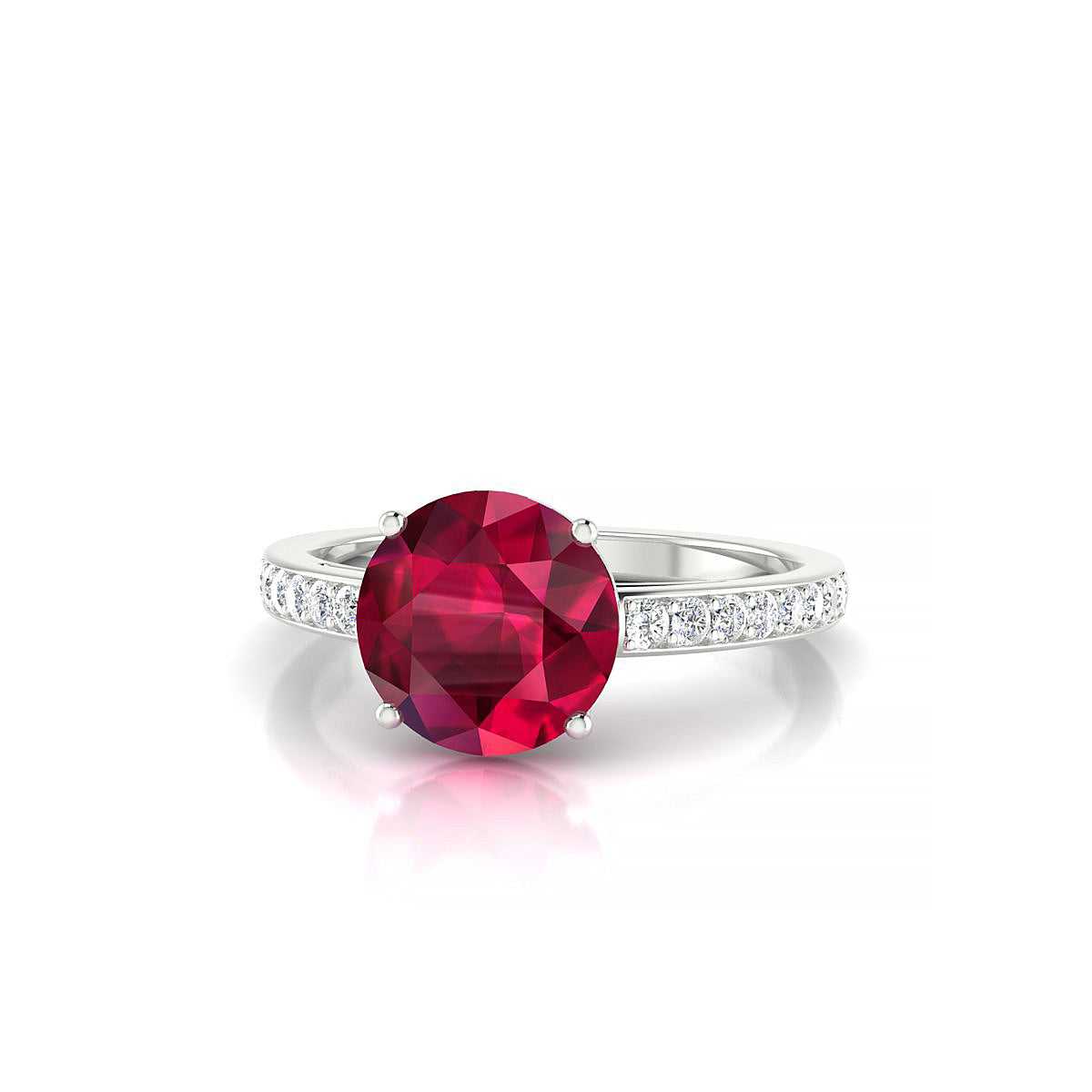 Promise | 18k White Gold 8 mm Round Ruby Ring