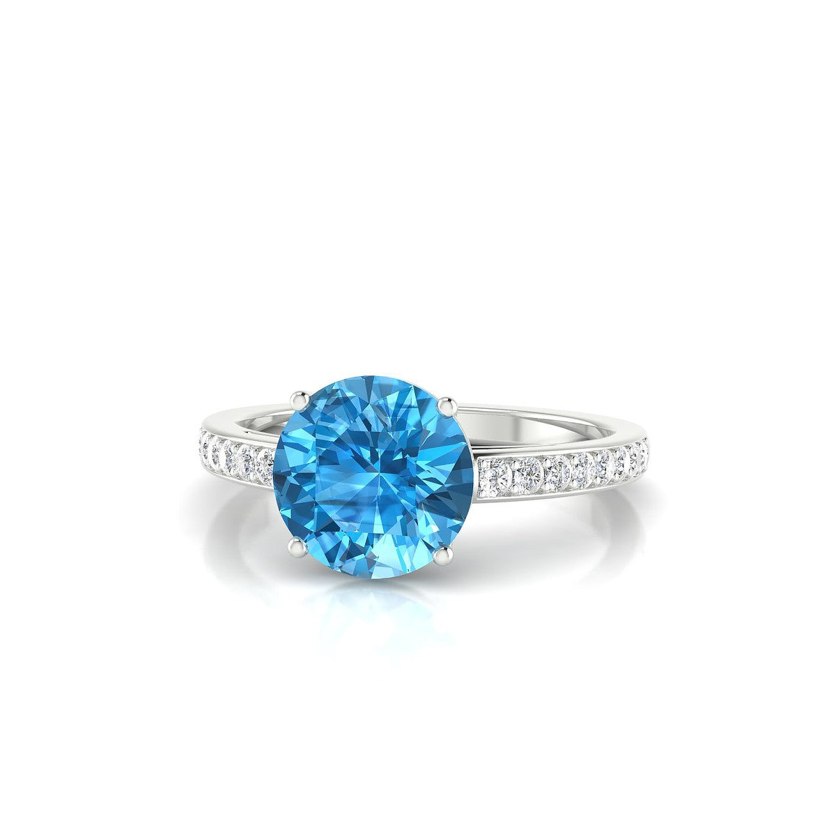 Promise | 18k White Gold 8 mm Round Topaz Ring