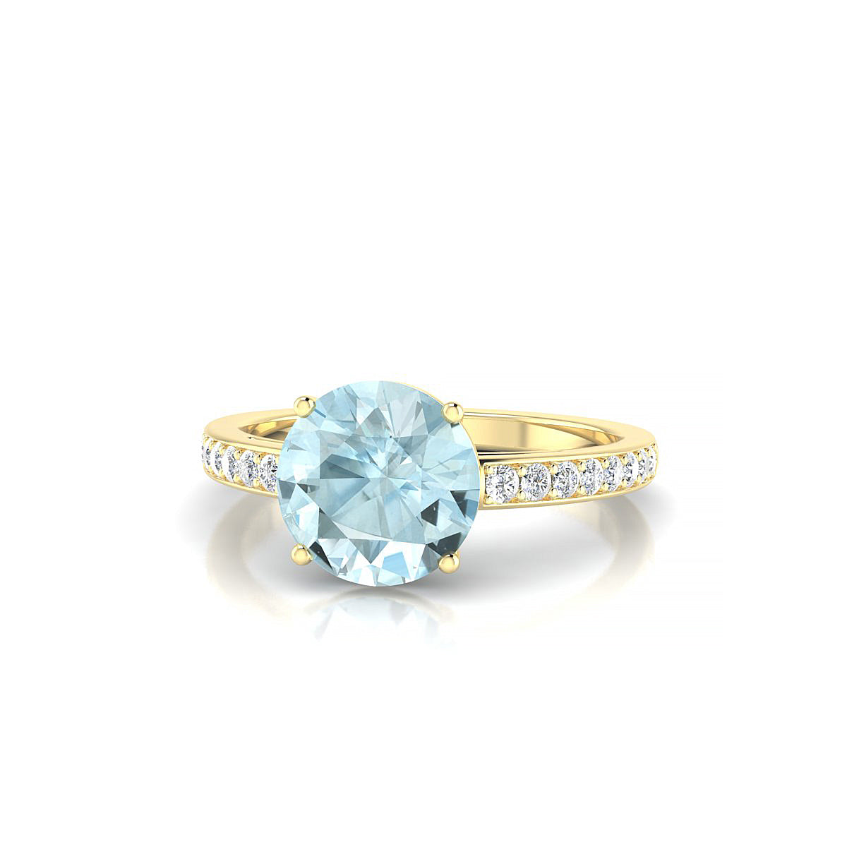 Promise | 18k Yellow Gold 8 mm Round Aquamarine Ring