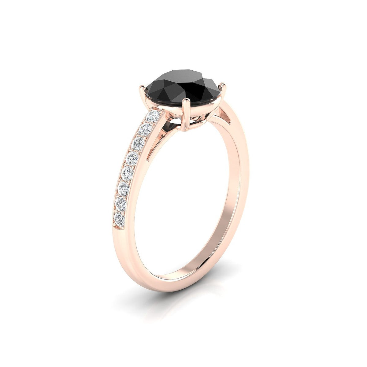 Promise | 18k Rose Gold 8 mm Round Black Diamond Ring