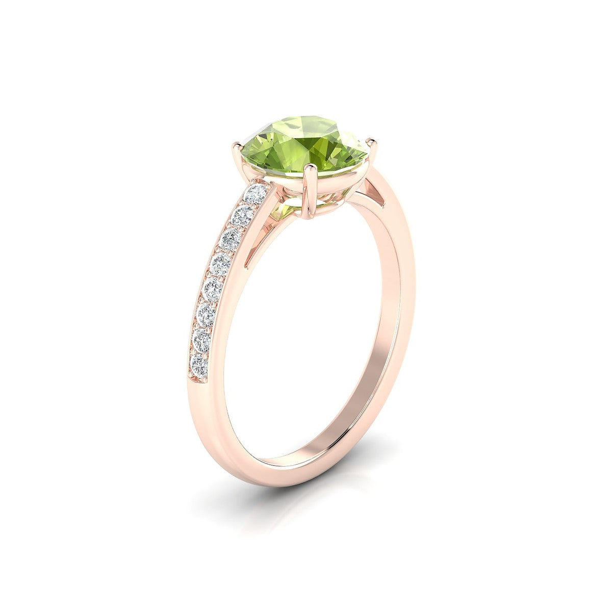 Promise | 18k Rose Gold 8 mm Round Peridot Ring