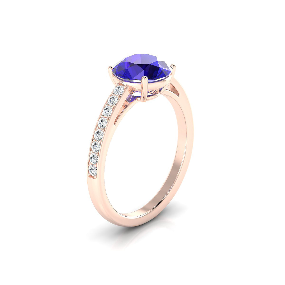 Promise | 18k Rose Gold 8 mm Round Tanzanite Ring