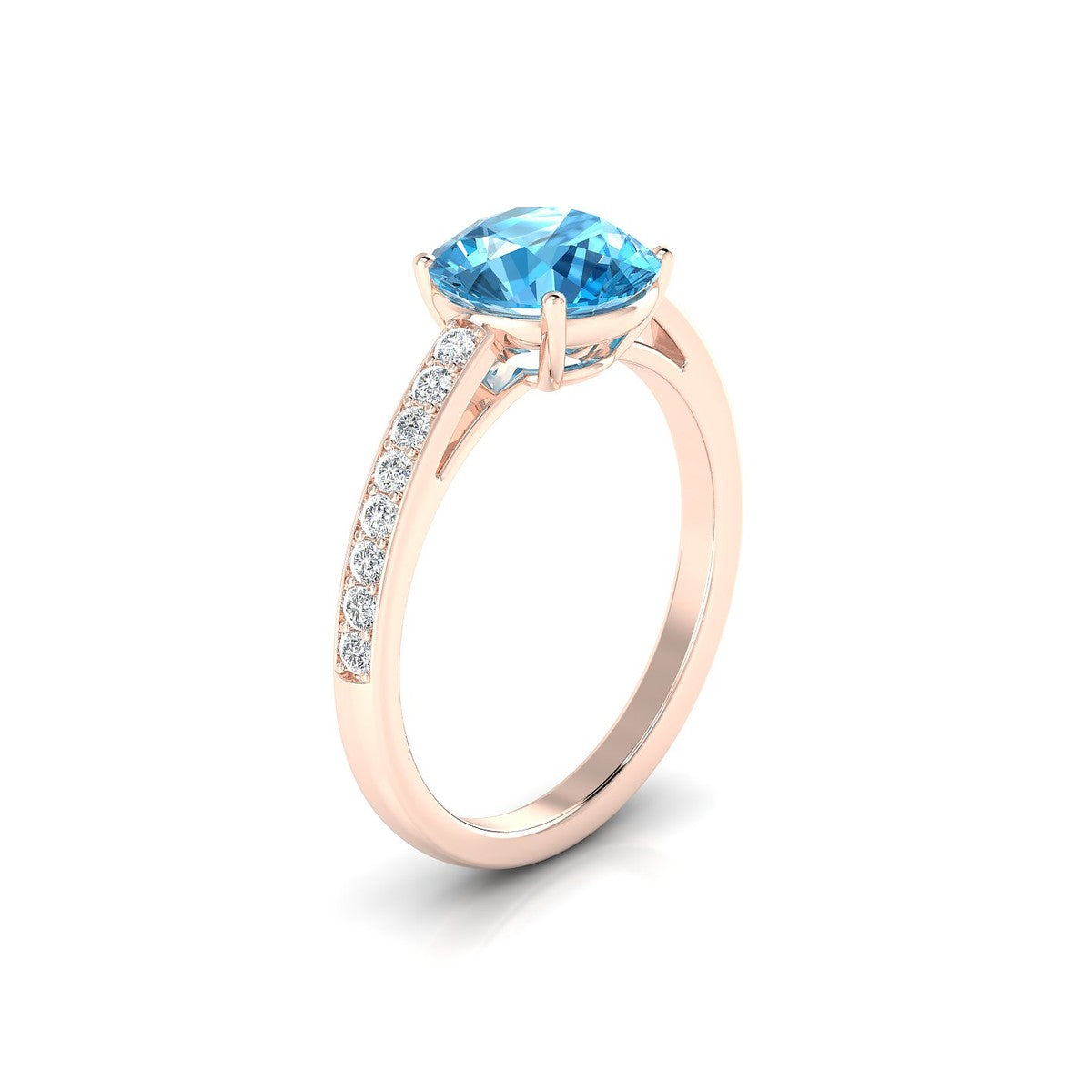 Promise | 18k Rose Gold 8 mm Round Topaz Ring