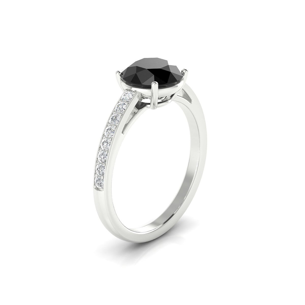 Promise | 18k White Gold 8 mm Round Black Diamond Ring