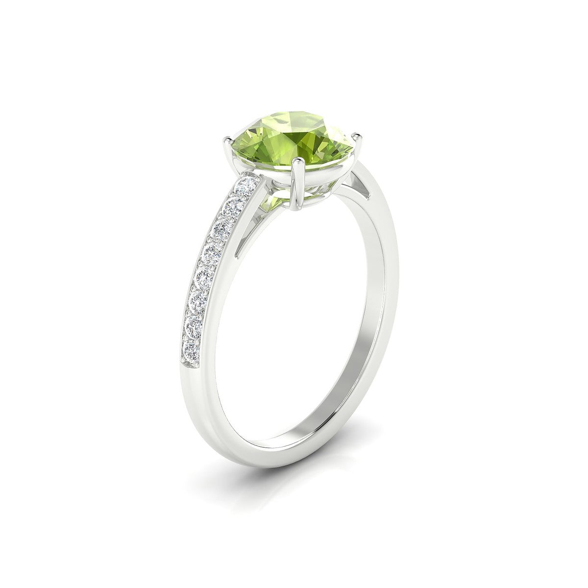 Promise | 18k White Gold 8 mm Round Peridot Ring