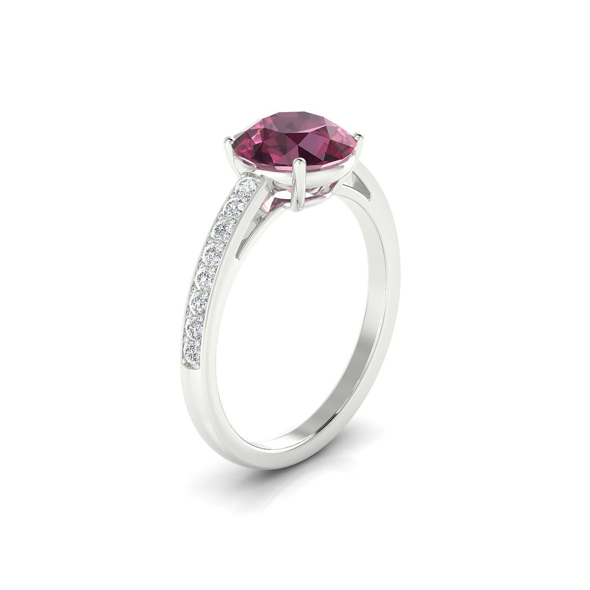 Promise | 18k White Gold 8 mm Round Rhodolite Ring