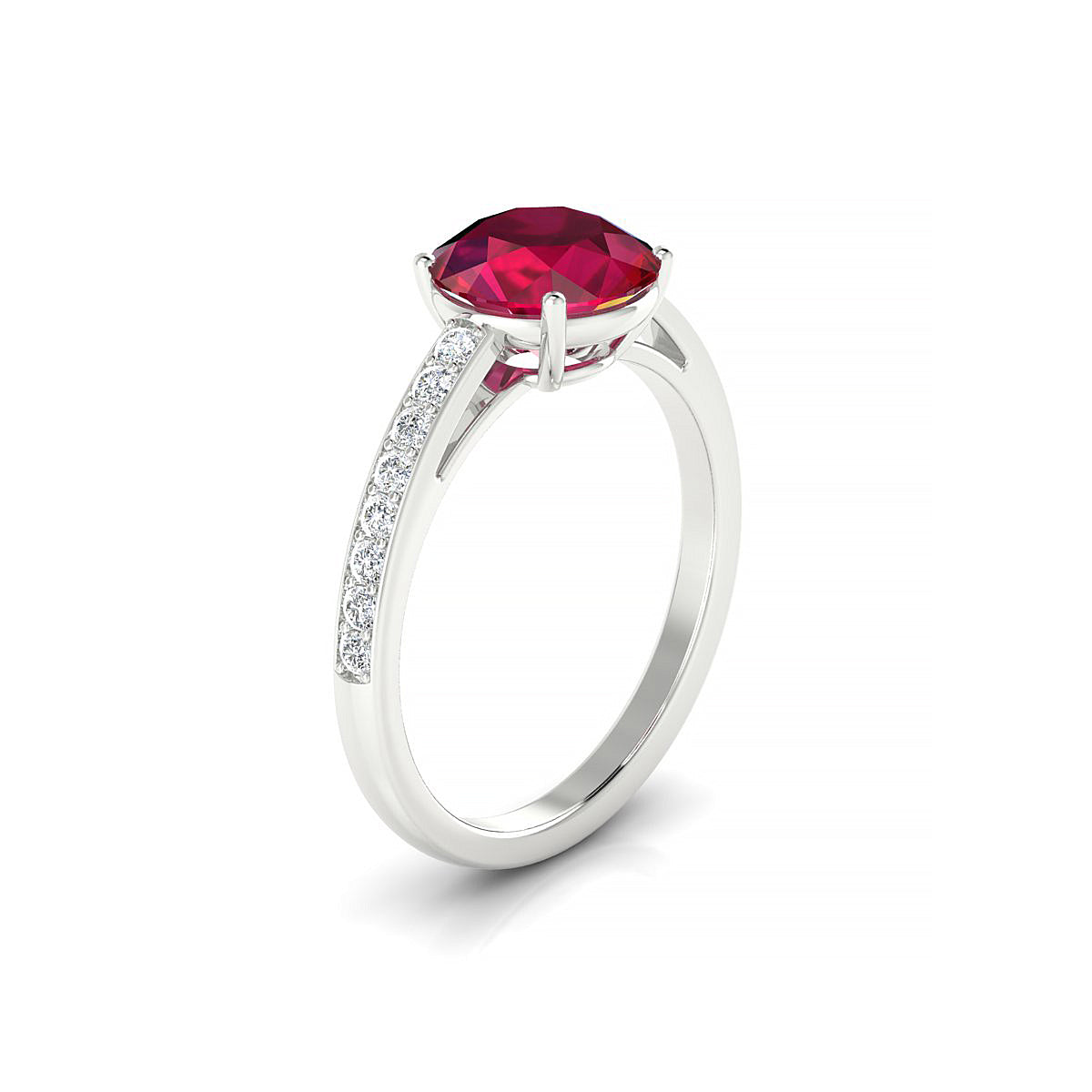 Promise | 18k White Gold 8 mm Round Ruby Ring