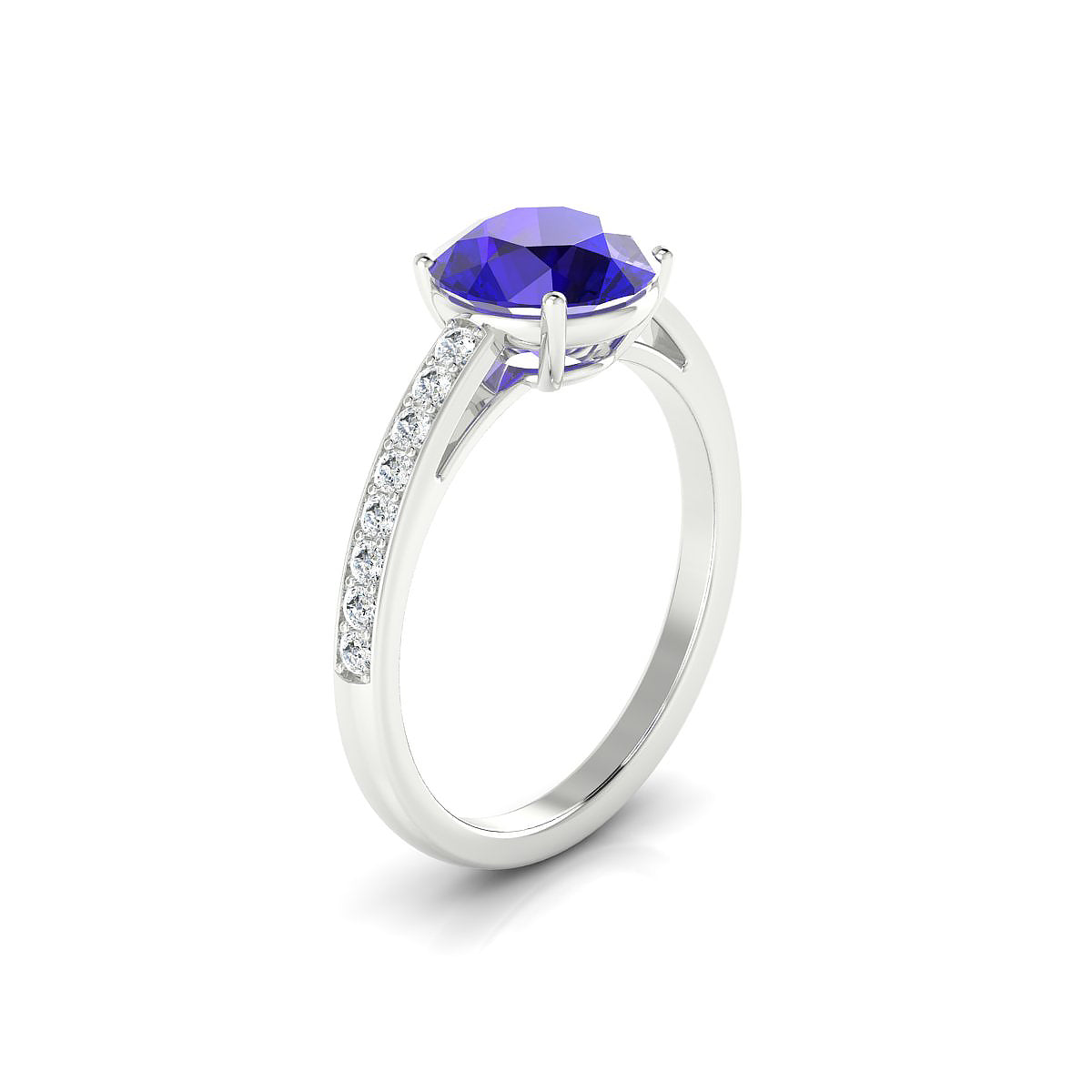 Promise | 18k White Gold 8 mm Round Tanzanite Ring