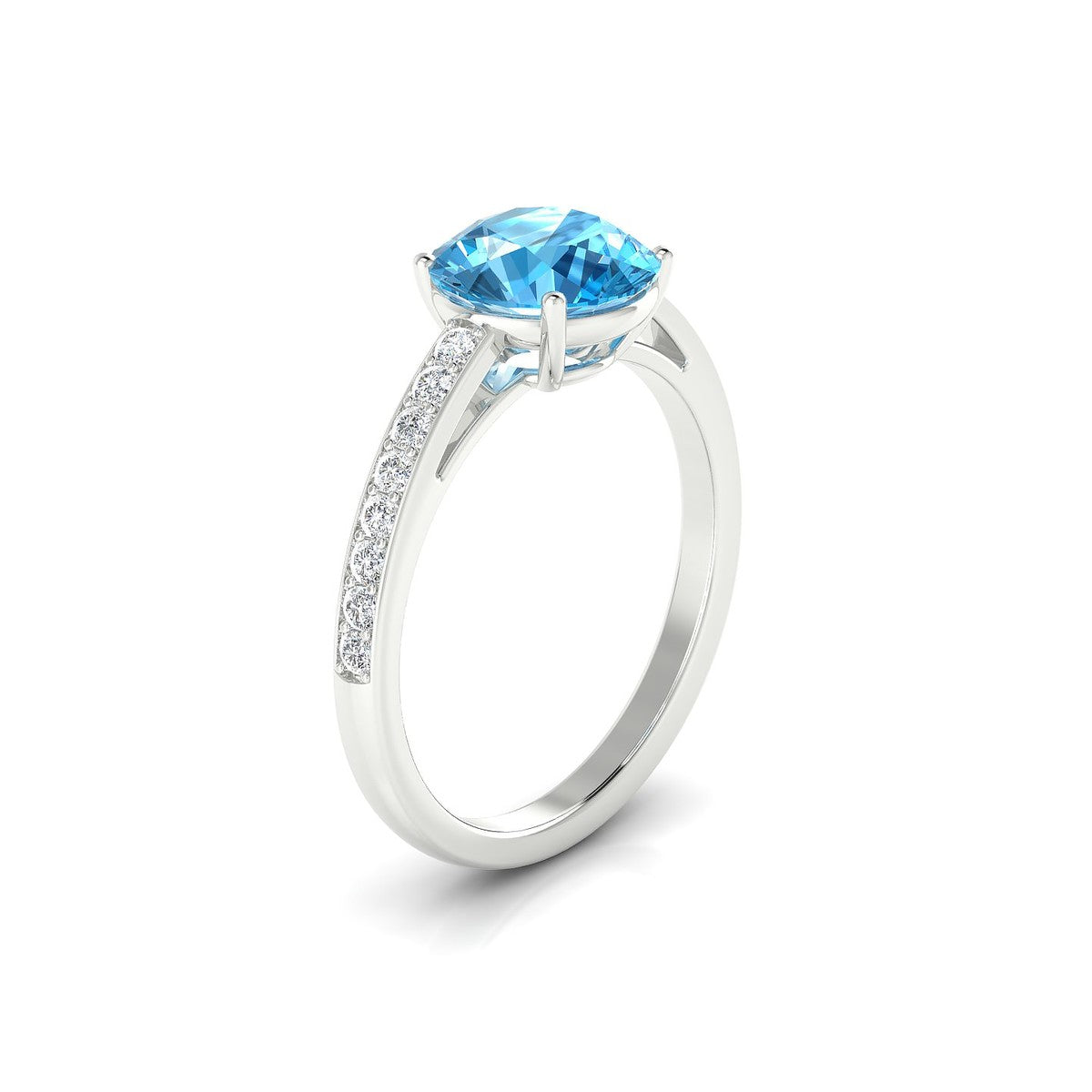 Promise | 18k White Gold 8 mm Round Topaz Ring