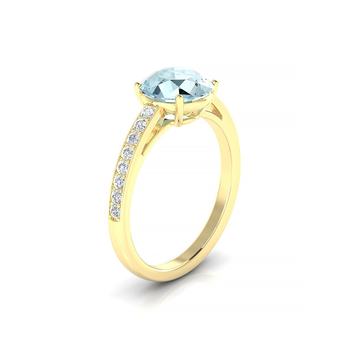 Promise | 18k Yellow Gold 8 mm Round Aquamarine Ring